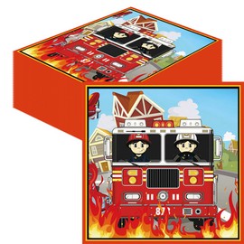 Glamifyr Pack of 40 Napkins Fire Brigade Decoration Children's Birthday, Fire Brigade Birthday Decoration Napkins, Children's Birthday Fire Brigade Napkins, Fire Engine Party Napkins, Decoration Fire