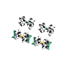 Soccer Cheer Bow Football Ponytail Holder Bowknot Soccer Hair Tie Soccer Ball Hair Bow PHB05 (Hair Clips-A4-4 Pcs)