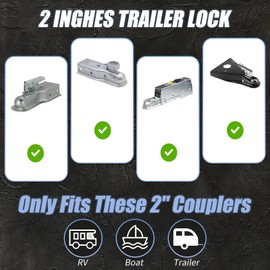 ZHDD 2 Inch Trailer Hitch Lock - 2178 Heavy Duty Anti Theft Lock Secures Ball Coupler and Safety Chains for RV,Boat,Dump,Cargo and Camper Trailers (Red)