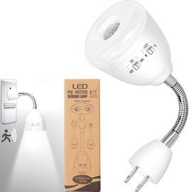 Pulazon 3W Timeable Cool/Warm White 2-in-1 Plug in Motion Sensor Light, Infrared Motion-Activated LED Motion Sensor Plug in Light for AC Outlet,360° Rotating Motion Sensor Garage Light(White Lid)