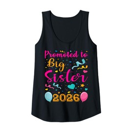 Womens Promoted To Big Sister Again 2026 Baby Announcement Gifts Tank Top