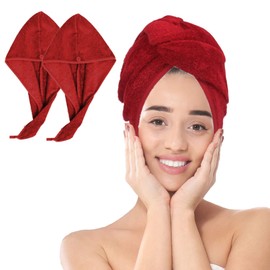 Hair Towel Wrap for Women Rapid Action and Highly Absorbent Head Turban with Loop and Button Fastener | Pack of 1 | 100% Cotton | 62 x 23 cm