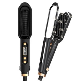 MEKK Hair Straightener Brush - 3D Ceramic Bristles, Anti-Scald Design, 16 Adjustable Temperature Settings, Fast Heating Ionic Hot Comb for All Hair Types, Portable & Safe with Auto Shut-Off