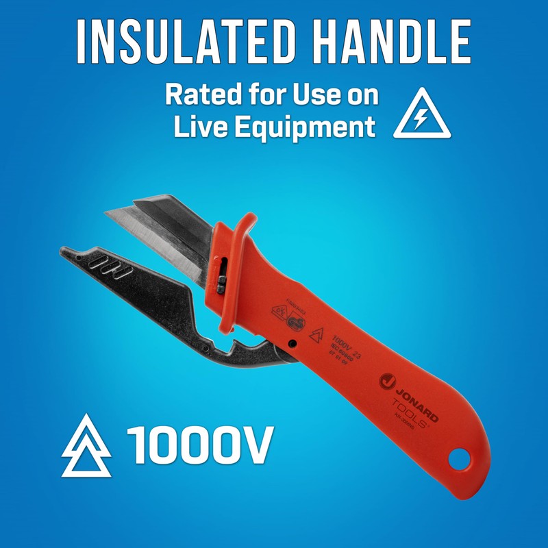 Jonard Tools KN-300INS Insulated Cable Dismantling Knife with Blade Guard,
