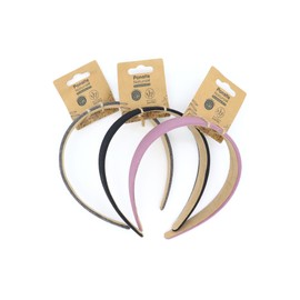 PONETTE NATURAL 3 Pack Women Eco-Friendly Black Purple and Grey Bamboo Fiber Headbands 100% Recyclable Spanish Brand