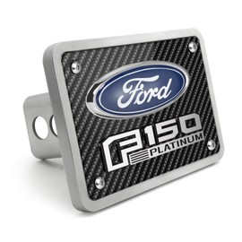 iPick Image for - Ford F-150 Platinum 3D Logo Carbon Fiber Look 3/8" Thick Aluminum 2 inch Tow Hitch Cover