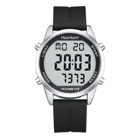 Hearkent Pedometer Waterproof Watch, Built-in Time, Steps, Mileage, EL Backlight, Digital LCD Display with Alarm Function, Classic Retro, Best for Men (Blue)