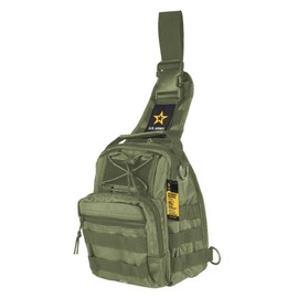 US Army Heavy Duty Sling Backpack - Casual Crossbody Backpack with Adjustable Straps - Military Sling Backpack Men & Women Chest Daypack for Outdoor, Hiking, Running, Traveling (Green)