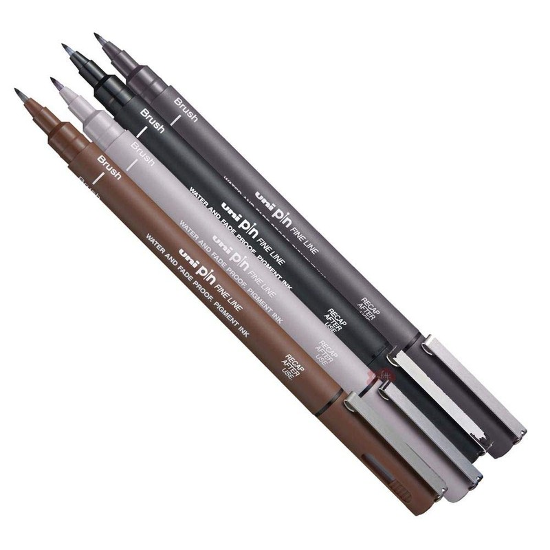UNI-BALL Technical Pen PIN 000200BR GC Brush Tip Light Grey