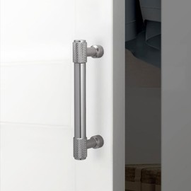 POVEFONK 10 Pack 5 inch(128mm) Brushed Satin Nickel Kitchen Cabinet Handles Knurled Cabinet Pulls Sliver Drawer Pulls Kitchen Cabinet Hardware Kitchen Handles Drawer Pulls Dresser Handles