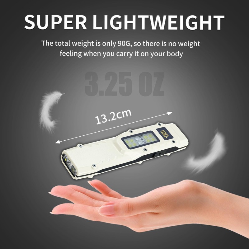 Flat EDC Flashlight, Tactical Flashlights Rechargeable, 9 Modes LED Small