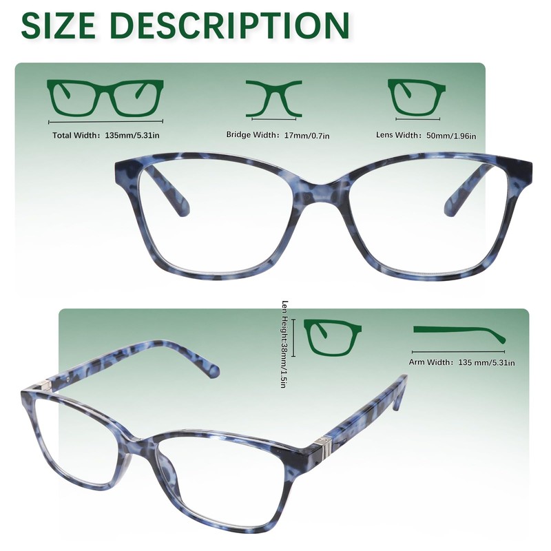 STASTEND 4 Pack Progressive Multifocus Reading Glasses for Women Men