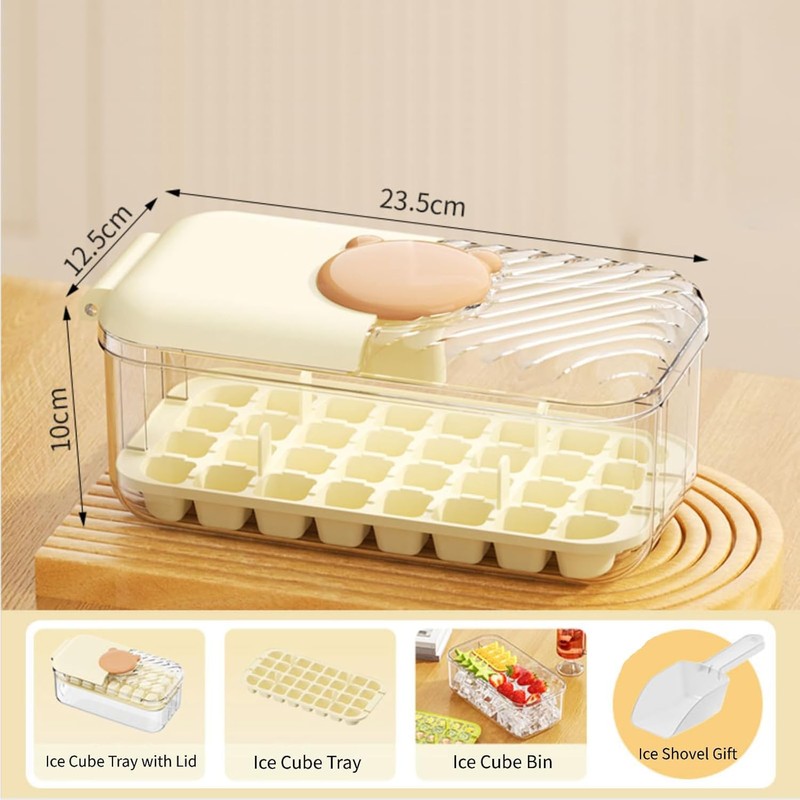 Food-Grade Ice Cube Tray, Quick-Release 32 Ice Cube Mold with