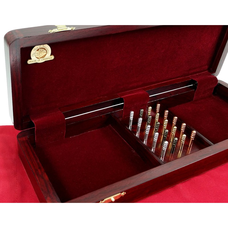 14" 4 Track Continuous Cribbage Board W/ Card Storage Maple