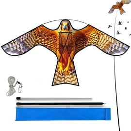 HENGDA KITE Bird Hawk Flying Kite with Pole Crops Farm Protector Bird Scarer Flying Kite with 4m Pole Yellow