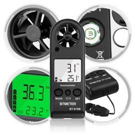 Anemometer Handheld - BTMETER Digital Wind Speed Meter Gauge with Thermometer Temperature Backlit for HVAC CFM Shooting Boat (2 Pack)