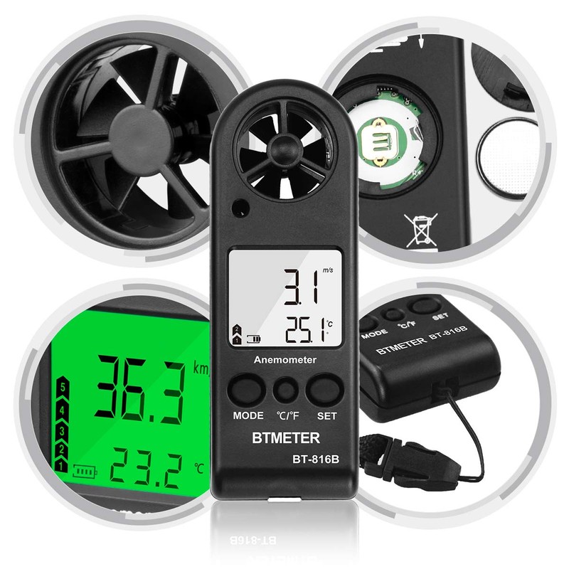 Anemometer Handheld - BTMETER Digital Wind Speed Meter Gauge with