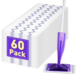 Microfiber Mop Pads Refills Compatible with Swifter WetJet Mop, Semi-Disposable Reusable Replacement Pads for Hardwood Floors, Tile, Laminate & Multi-Surface Cleaning (10.6x5.3in, 60-Pack)