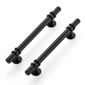 Ravinte Pack of 10 Furniture Handles, Black Cabinet Handles, 128 mm, Handles for Kitchen Cabinets, Door Handles for Kitchen Cupboards, Handles Furniture with Round Base, Drawer Handles