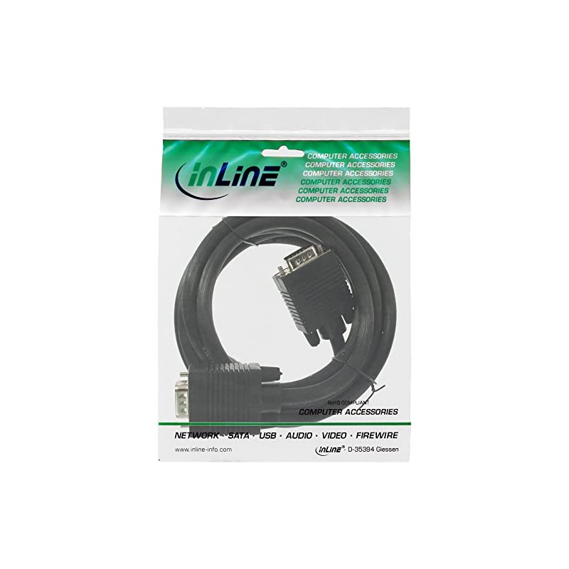 InLine S-VGA Kabel, 15pol, HD, Stecker/Stecker, 7m schwarz