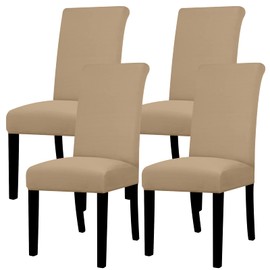 Lellen Dining Chair Covers Set of 4, Stretch Chair Covers Dining Chair Slipcovers Removable Washable Reusable Home & Kitchen Decor Protector Dining Room Chair Covers,Camel