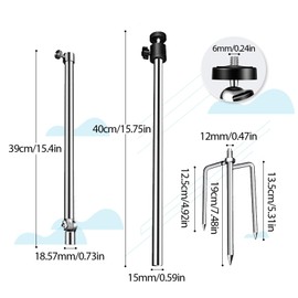 AVMAXCAM Trail Camera Stand Mounts Ground Holder, 3-in-1 Stainless Steels, 360° Adjustable & Foldable, Compatible with 1/4''-20 Screw Devices (Trail Cameras, Solar Panels, Night Fishing Lights etc.)