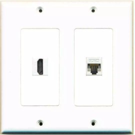 Wallplate City [ 2 GANG ] DUAL GANG HD CAT5E WALL PLATE WHITE