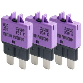 BUSSALIX E39 Circuit Breaker Blade Fuse, Manual T3 Reset, Low Profile ATC/ATO, 3-30A, 32VDC, UL-Rated Thermoplastic Body, Color-Coded for Amperage(3A-3Pack)