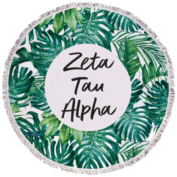 Sorority Shop Zeta Tau Alpha Palm Design Round Beach Towel