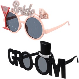 Gadpiparty 2 pezzi di plastica sposo occhiali da sposa occhiali da sposa addio al nubilato occhiali foto accessori di scena notte sposa occhiali matrimonio festa favors