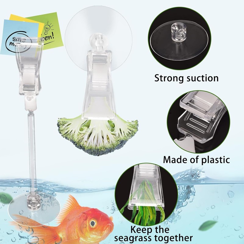 6 Pack Aquarium Suction Cups with Clips - Fish Tank