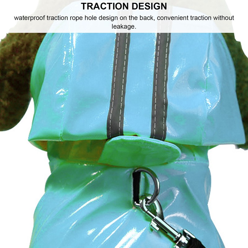 Waterproof Pet Raincoat Dog Reflective Stripe Rain Jacket Breathable Hooded