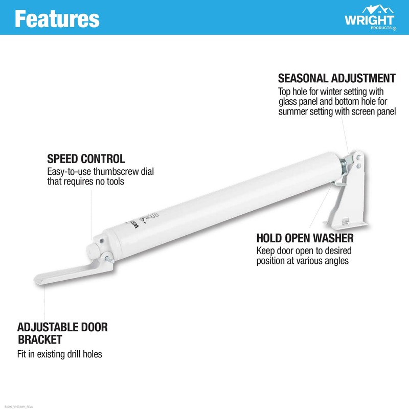 Wright Products Pneumatic Storm Door Closer & Push Button Latch