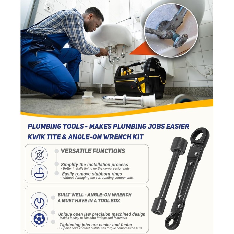 CHRIS Kwik Tite Angle-On Wrench Kit Professional Plumbing Tool Angle