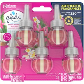 Glade PlugIns Refills Air Freshener, Scented and Essential Oils for Home and Bathroom, Exotic Tropical Blossoms, 3.35 Fl Oz, 5 Count