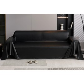 vctops Waterproof Faux PU Leather Sofa Covers for Sectional Sofa Vintage Couch Cover for Dogs Loveseat Covers Futon Cover L Shaped Cover Wipeable Couch Protector (Black,71"x51")