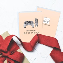 Cute Anniversary Birthday Card for Her Him/Girlfriend Wife/Husband Boyfriend, Friendship Thank You Kawaii Mexican Foodie Greeting Card (Out of Control - Video Games)