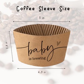 DTLGTG Baby Is Brewing Coffee Sleeves, 20 Pcs Disposable Coffee Cup Sleeves for Baby Shower, Hot Iced Coffee Sleeves for Party Favors, Gender Reveal, Baby Shower Decorations(A01)