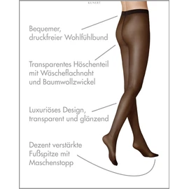 KUNERT Women's Tights, Satin Look, Transparent, Shiny, 20 denier, Black (Black)