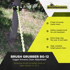 Brush Grubber BG-12 Tugger 6 Foot Steel Link Extreme Chain with Anti Backlash Design, for Attaching Tools to ATV/Lawn Tractor
