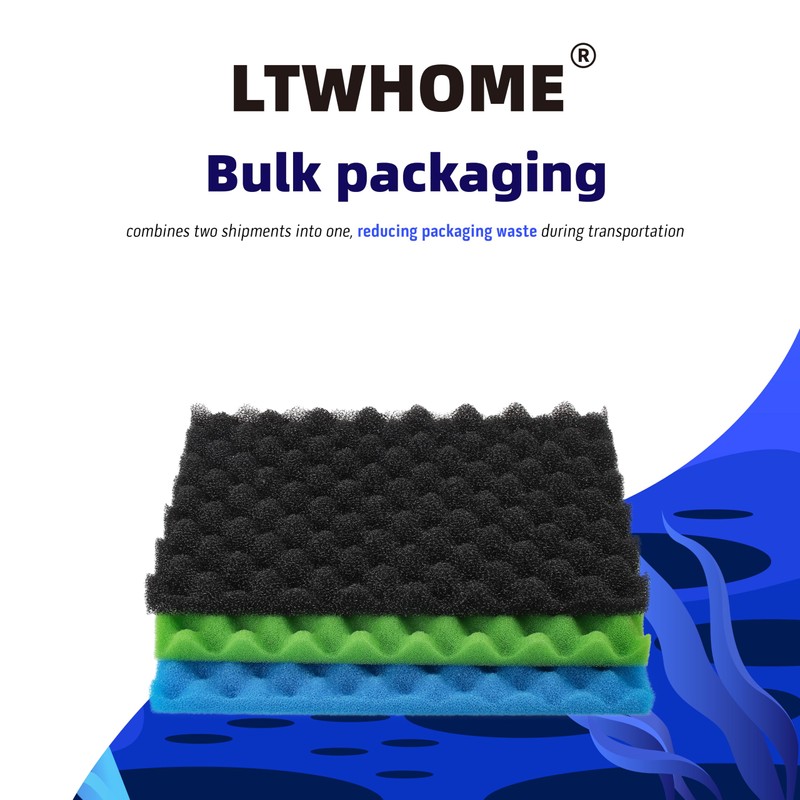 LTWHOME Fish Pond Foam Filter Sponge Set 17" X 11"