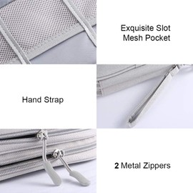 Ausein Organizador de Cables, Estuche para Cables y Cargadores para Viaje, Multifuncional Bolsa para Accesorios Electrónicos, Porta Cables Portátil Impermeable para Discos Duros, Tarjeta SD(Gris)