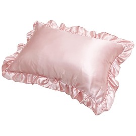 MORIPiLO 4621155 Pillow Cover, Silk, Touch, Washable, Ruffled, Champagne Pink, 16.9 x 24.8 inches (43 x 63 cm), Low Friction, Triple Moisturizing, Double-Sided, Zipper Type