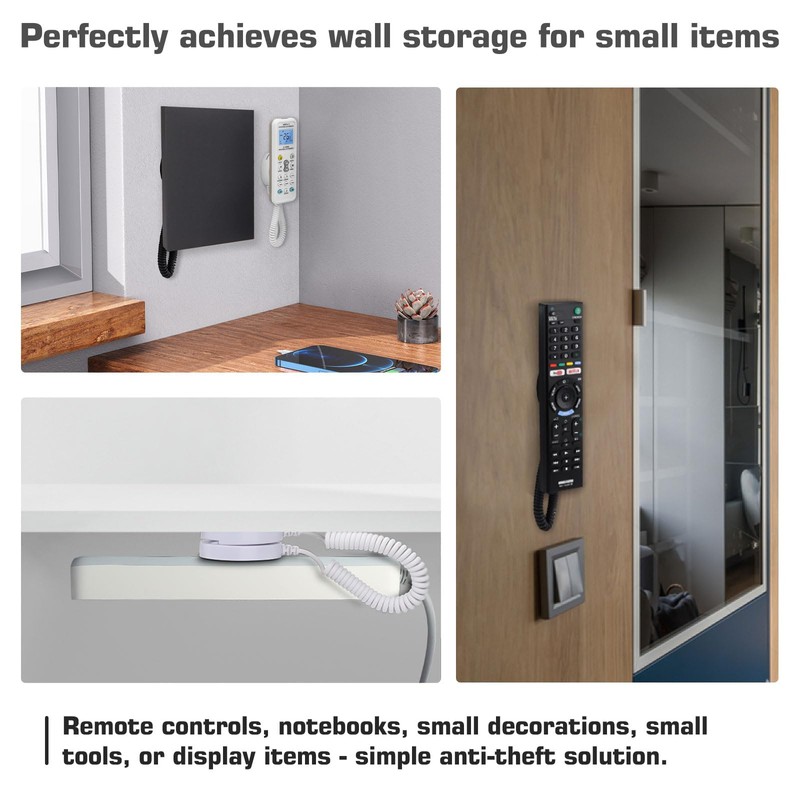 WALLFID 4-Pack Magnetic Remote Control Holders with Spring Ropes -
