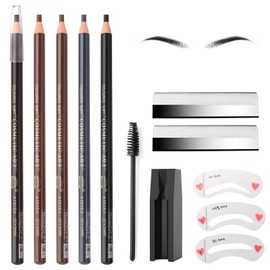 Augenbrauenstift Set, 5 Stück Eyebrow Pencils Augenbrauenstift Wasserfest Augenbrauen Stift Tattoo Make Up und Microblading Zum Markieren Markieren Füllen und Konturieren (5 Colors)