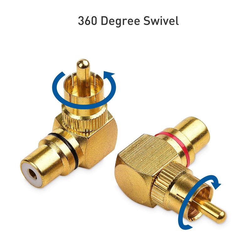 Cable Matters 2-Pack Right Angle RCA Adapter, 90 Degree RCA