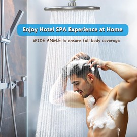 UTCGLAS All Metal 8 Inch Rainfall Shower Head, Chrome Large Round Luxury Fixed Showerhead Thick Stainless Steel, High Flow Rain Shower Heads Replacement Optimized for Pressure Even At Low Water Flow