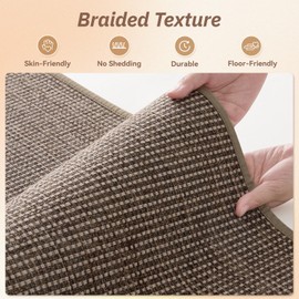 PADOOR Kitchen Rug Sets Non Slip, Washable Kitchen-Mats for Floor Absorbent Runner Rug for Kitchen, Kitchen Floor Mat for Hallway Laundry 17"x30"+17"x47" Brown