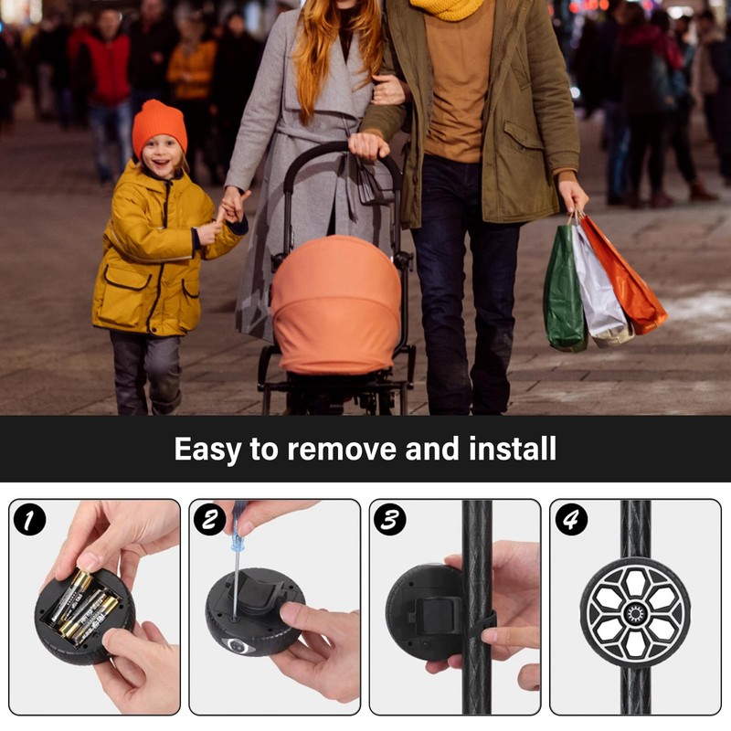 Pack of 2 Pushchair Light, LED Waterproof Pram Lighting with