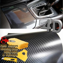 AUTOGOODY 60" x 60" Premium 4D Gloss Black Carbon Fiber Vinyl Wrap Bubble Free Air Release